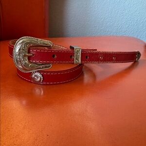 SZ30 VTG Brushy Creek Red Concho Leather Western Belt Full Grain Leather